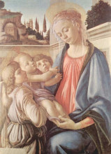 Репродукция картины "мадонна с двумя ангелами" художника "ботичелли сандро"