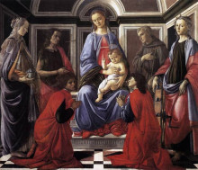 Картина "мадонна с младенцем и шесть святых" художника "ботичелли сандро"