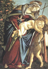 Репродукция картины "мадонна с младенцем и маленький иоанн креститель" художника "ботичелли сандро"