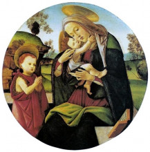 Репродукция картины "богоматерь и младенец с маленьким иоанном крестителем" художника "ботичелли сандро"