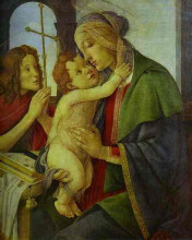 Картина "богоматерь и младенец с маленьким иоанном крестителем" художника "ботичелли сандро"