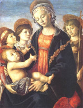 Репродукция картины "богоматерь и младенец с двумя ангелами и иоанном крестителем" художника "ботичелли сандро"