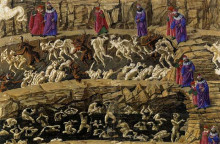 Репродукция картины "ад, песнь xviii" художника "ботичелли сандро"