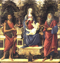 Репродукция картины "богоматерь и младенец на троне" художника "ботичелли сандро"