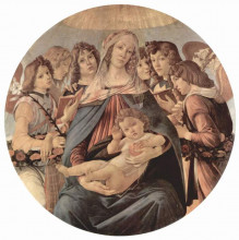 Репродукция картины "мария поклоняется младенцу" художника "ботичелли сандро"