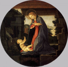 Копия картины "мария поклоняется младенцу" художника "ботичелли сандро"