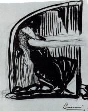 Репродукция картины "kneeling allegorical figure" художника "боччони умберто"