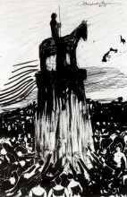 Репродукция картины "agitate crowd surrounding a high equestrian monument" художника "боччони умберто"