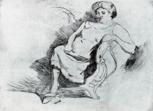 Репродукция картины "seated woman" художника "боччони умберто"
