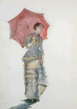 Копия картины "woman with an umbrella" художника "бракемон мари"