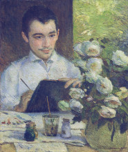 Репродукция картины "pierre bracquemond painting a bouquet of flowers" художника "бракемон мари"