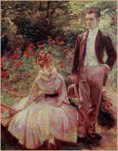 Копия картины "the artist’s son and sister in the garden at sevres" художника "бракемон мари"