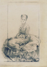 Копия картины "study for the lady in white (drawing)" художника "бракемон мари"