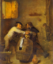 Копия картины "peasants quarrelling in an interior" художника "браувер адриан"