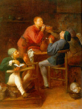 Репродукция картины "the smokers or the peasants of moerdijk" художника "браувер адриан"