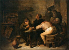 Картина "interior with smokers" художника "браувер адриан"