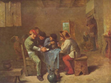 Копия картины "peasants playing cards in a tavern" художника "браувер адриан"