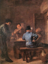 Копия картины "in the tavern" художника "браувер адриан"