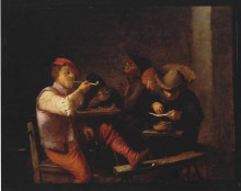Копия картины "smokers in an inn" художника "браувер адриан"