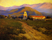 Копия картины "sunrise, mission at pala near san luis rey" художника "браун бенджамин"