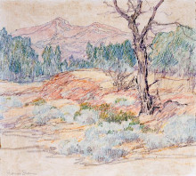 Репродукция картины "landscape with tree" художника "браун морис"