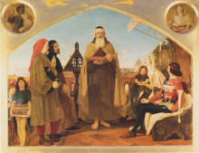 Репродукция картины "john wycliffe reading his translation of the bible to john of gaunt" художника "браун форд мэдокс"