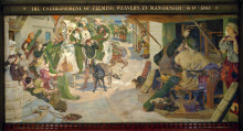 Репродукция картины "the establishment of the flemish weavers in manchester in 1363" художника "браун форд мэдокс"