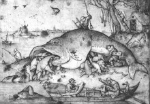 Картина "большие рыбы пожирают маленьких" художника "брейгель старший питер"