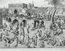 Копия картины "катание на коньках перед воротами святого георгия, антверпен" художника "брейгель старший питер"