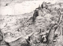 Репродукция картины "охота на зайца" художника "брейгель старший питер"
