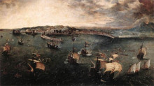 Копия картины "морской бой в гавани неаполя" художника "брейгель старший питер"