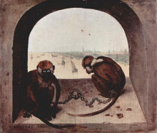 Репродукция картины "two monkeys" художника "брейгель старший питер"