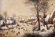 Репродукция картины "зимний пейзаж с конькобежцами" художника "брейгель старший питер"