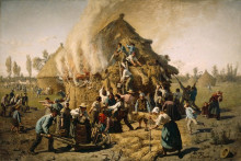 Картина "fire in a haystack" художника "бретон жюль"