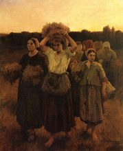 Репродукция картины "the recall of the gleaners (study)" художника "бретон жюль"