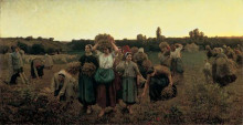 Репродукция картины "the recall of the gleaners" художника "бретон жюль"