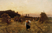 Репродукция картины "gleaners at sunset" художника "бретон жюль"