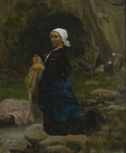 Картина "a breton laundress" художника "бретон жюль"