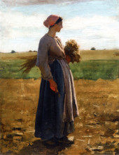 Картина "young woman in the fields" художника "бретон жюль"