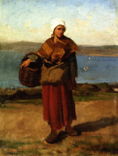 Репродукция картины "fisherwoman, douarnenez" художника "бретон жюль"