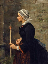 Картина "woman with a taper" художника "бретон жюль"