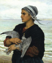 Картина "the wounded sea gull" художника "бретон жюль"