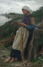 Копия картины "a fisherman&#39;s daughter" художника "бретон жюль"