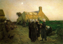 Картина "evening in the hamlet of finistere" художника "бретон жюль"