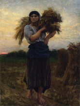 Картина "in the fields, evening" художника "бретон жюль"