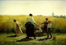 Репродукция картины "the departure for the fields" художника "бретон жюль"