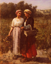 Репродукция картины "the grape harvest at the chateau-lagrange" художника "бретон жюль"