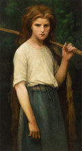 Репродукция картины "the shepherdess" художника "бретон жюль"