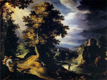 Копия картины "landscape with stag hunt" художника "бриль пауль"
