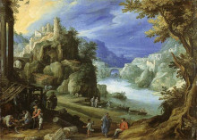 Репродукция картины "fantastic mountain landscape" художника "бриль пауль"